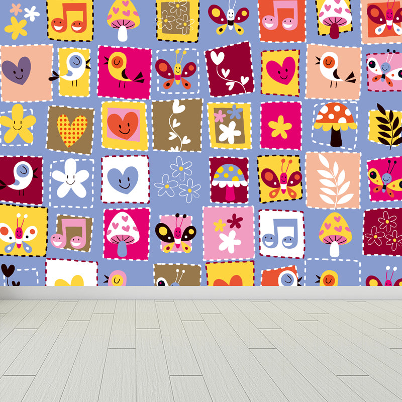 Cartoon Patterned Mural Wallpaper Non-Woven Washable Multicolored Art for Kids Bedroom Clearhalo 'Wall Decor' 'Wall Mural' 1807238