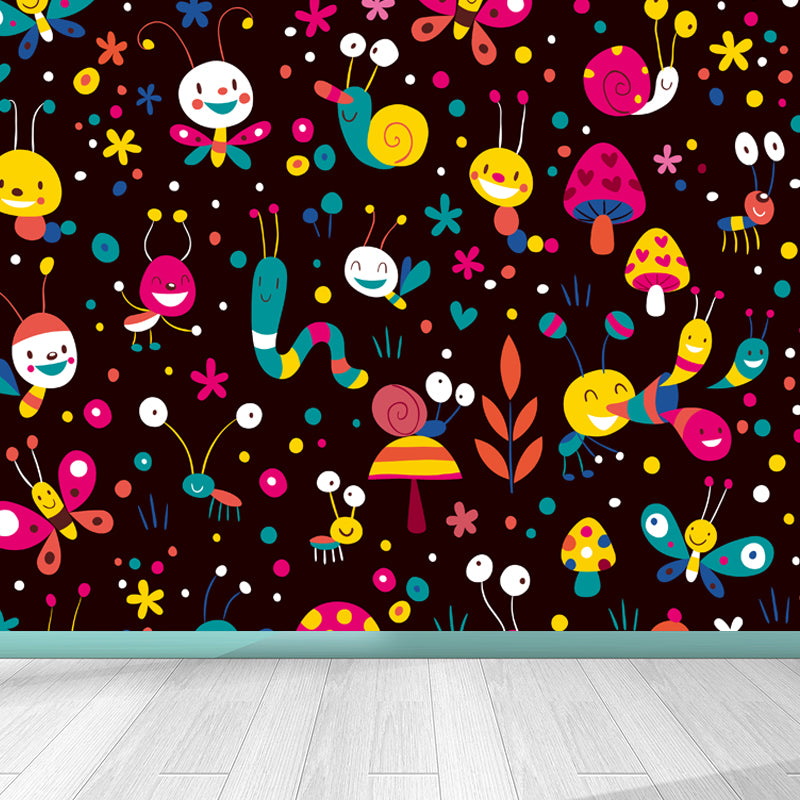 Colorful Flower Print Mural Decal Moisture Resistant Cartoon Nursery Wall Covering Clearhalo 'Wall Decor' 'Wall Mural' 1807245