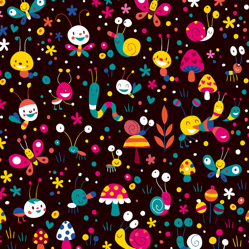 Colorful Flower Print Mural Decal Moisture Resistant Cartoon Nursery Wall Covering Clearhalo 'Wall Decor' 'Wall Mural' 1807246