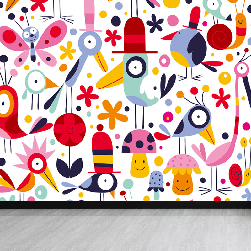 Colorful Flower Print Mural Decal Moisture Resistant Cartoon Nursery Wall Covering Clearhalo 'Wall Decor' 'Wall Mural' 1807250