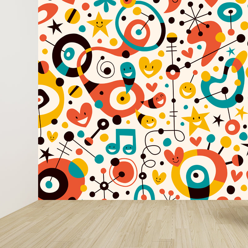 Colorful Flower Print Mural Decal Moisture Resistant Cartoon Nursery Wall Covering Clearhalo 'Wall Decor' 'Wall Mural' 1807254