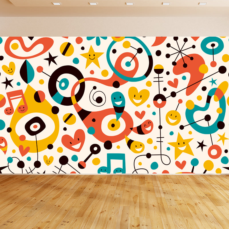 Colorful Flower Print Mural Decal Moisture Resistant Cartoon Nursery Wall Covering Clearhalo 'Wall Decor' 'Wall Mural' 1807255