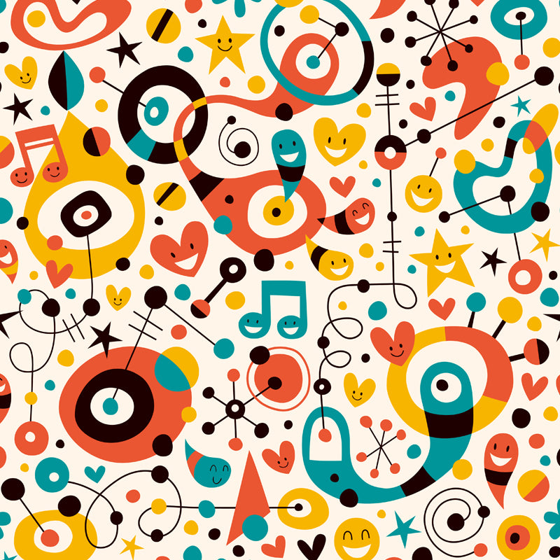 Colorful Flower Print Mural Decal Moisture Resistant Cartoon Nursery Wall Covering Clearhalo 'Wall Decor' 'Wall Mural' 1807256