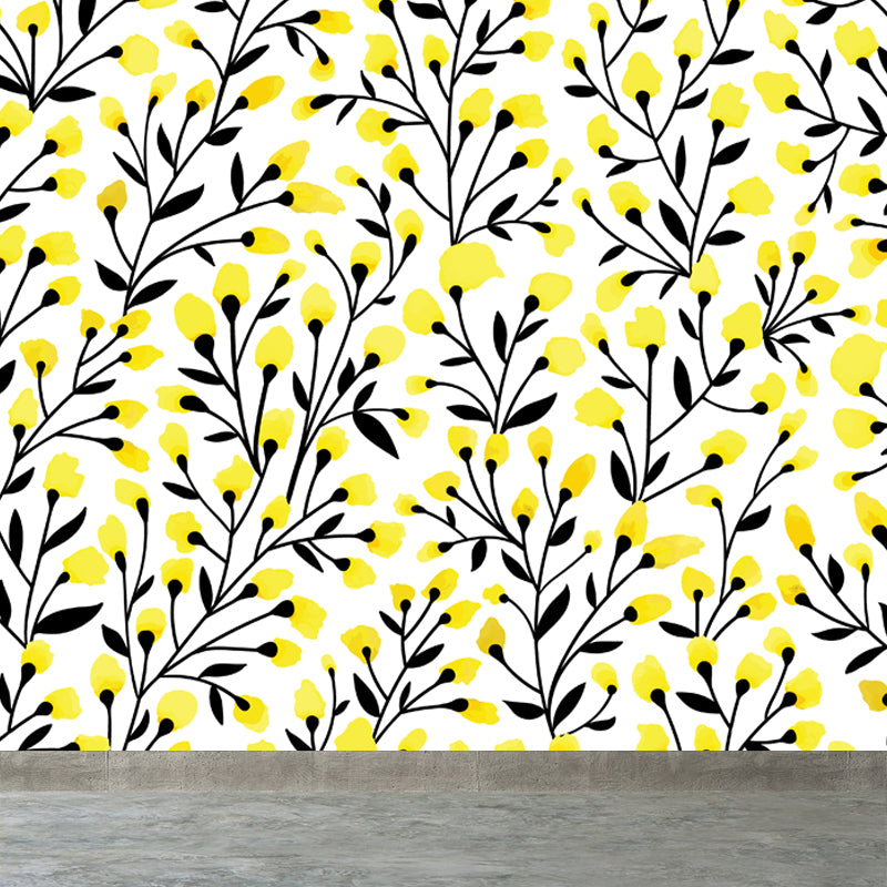 Bright Flowers Wall Mural Decal Stain Resistant Wall Decor for Kindergarten, Custom Made Clearhalo 'Wall Decor' 'Wall Mural' 1807274