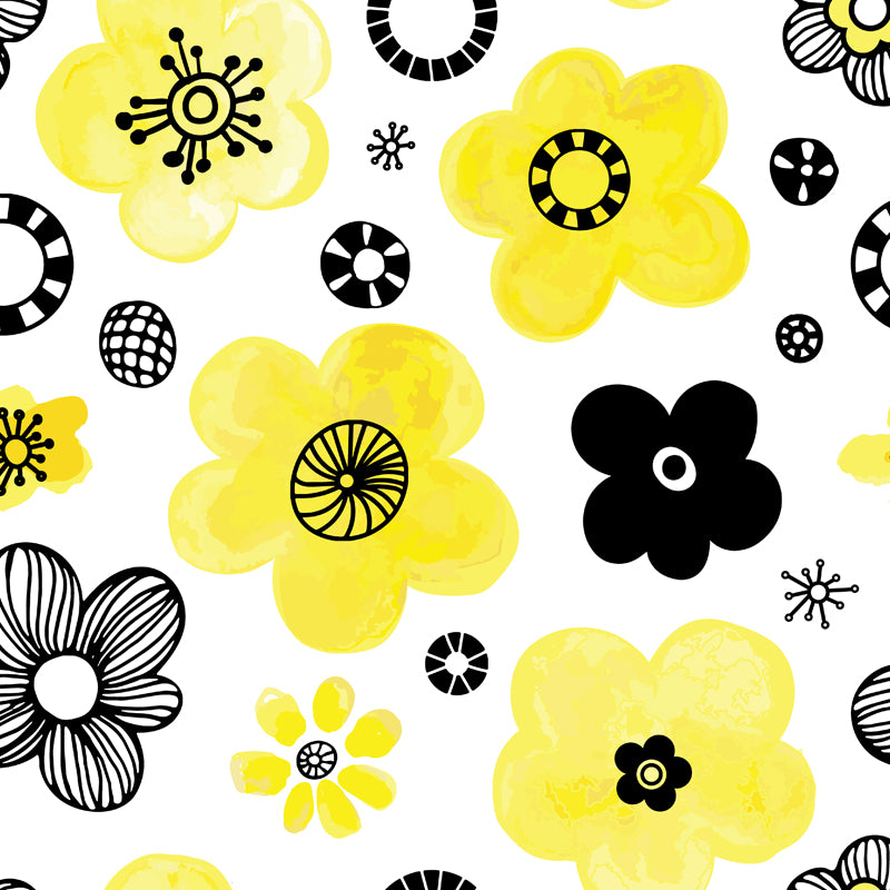 Bright Flowers Wall Mural Decal Stain Resistant Wall Decor for Kindergarten, Custom Made Clearhalo 'Wall Decor' 'Wall Mural' 1807281