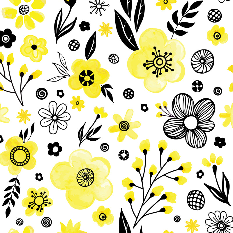 Bright Flowers Wall Mural Decal Stain Resistant Wall Decor for Kindergarten, Custom Made Clearhalo 'Wall Decor' 'Wall Mural' 1807286