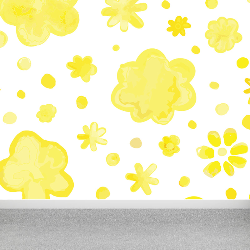 Bright Flowers Wall Mural Decal Stain Resistant Wall Decor for Kindergarten, Custom Made Clearhalo 'Wall Decor' 'Wall Mural' 1807290