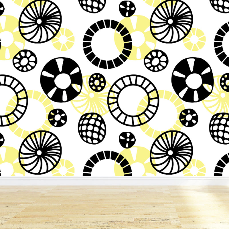 Flower and Leaf Print Mural Modern Waterproof Girls Bedroom Wall Art, Custom Size Clearhalo 'Wall Decor' 'Wall Mural' 1807304