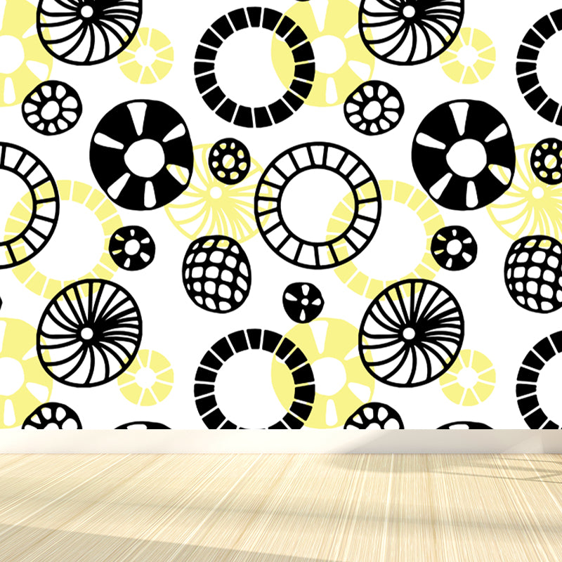 Flower and Leaf Print Mural Modern Waterproof Girls Bedroom Wall Art, Custom Size Clearhalo 'Wall Decor' 'Wall Mural' 1807305