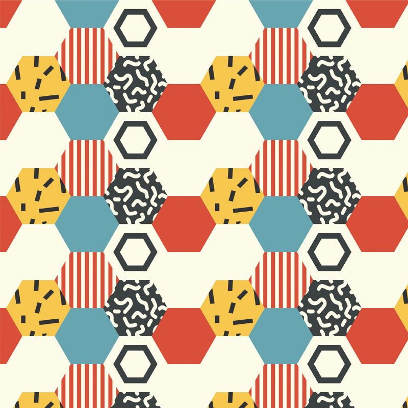 Kids Geometric Shapes Wall Mural for Nursery Personalized Wall Covering in Bright Color Clearhalo 'Wall Decor' 'Wall Mural' 1807321