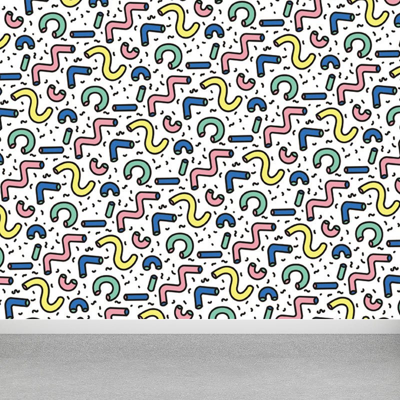 Kids Geometric Shapes Wall Mural for Nursery Personalized Wall Covering in Bright Color Clearhalo 'Wall Decor' 'Wall Mural' 1807324