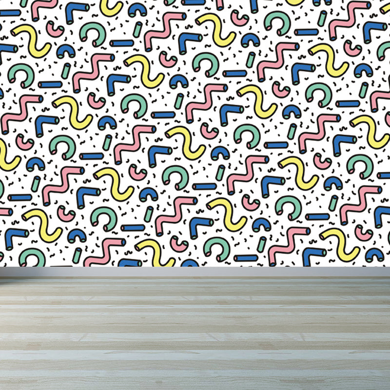 Kids Geometric Shapes Wall Mural for Nursery Personalized Wall Covering in Bright Color Clearhalo 'Wall Decor' 'Wall Mural' 1807325