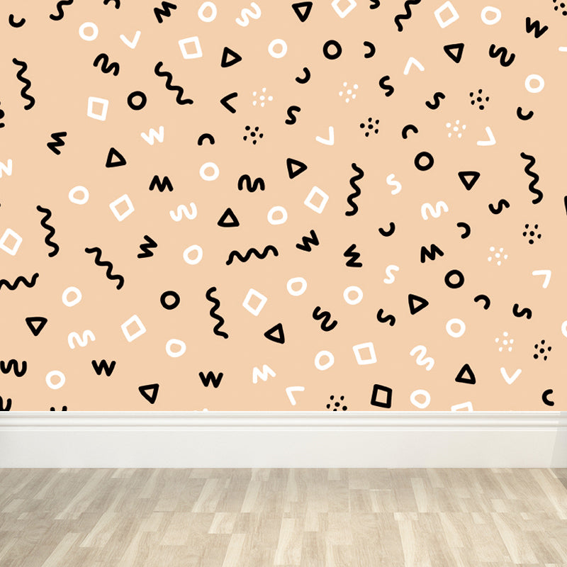 Kids Geometric Shapes Wall Mural for Nursery Personalized Wall Covering in Bright Color Clearhalo 'Wall Decor' 'Wall Mural' 1807329