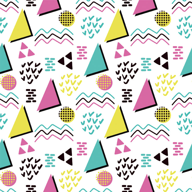 Kids Geometric Shapes Wall Mural for Nursery Personalized Wall Covering in Bright Color Clearhalo 'Wall Decor' 'Wall Mural' 1807336