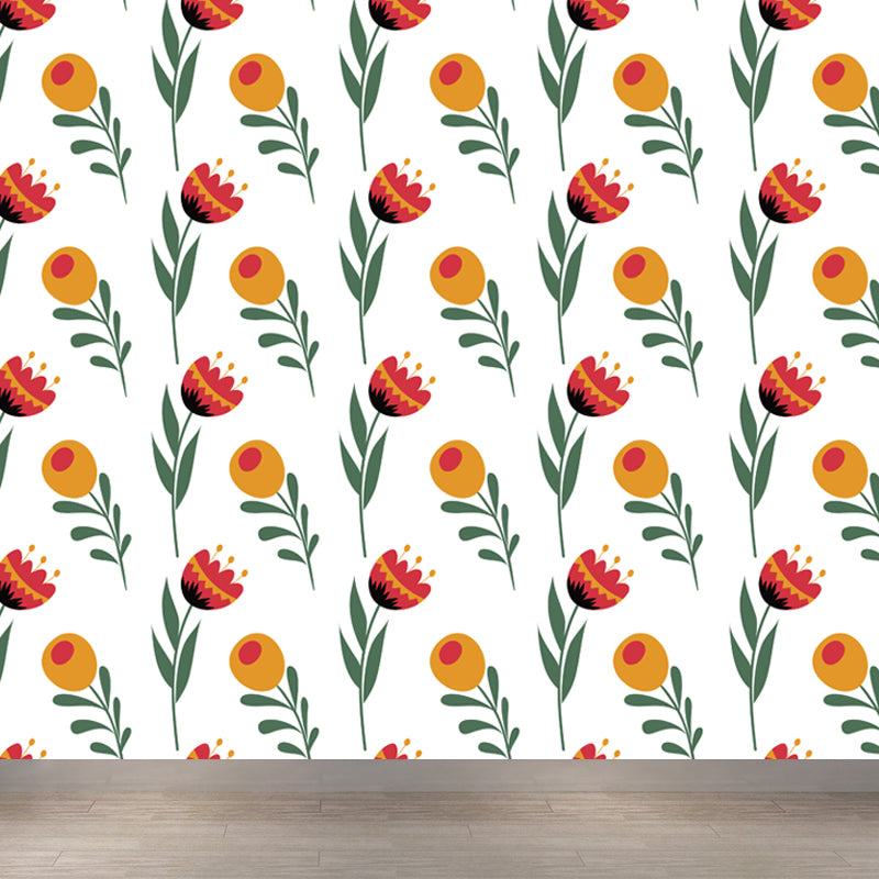 Trendy Blossom Mural Wallpaper Pastel Color Flower Wall Covering for Accent Wall Clearhalo 'Wall Decor' 'Wall Mural' 1807349