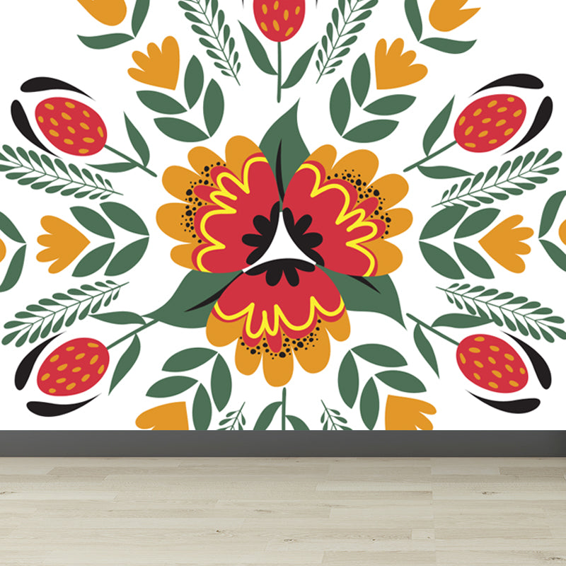 Multicolored Childrens Art Mural Decal Large Blooming Flower Wall Decor for Bedroom Clearhalo 'Wall Decor' 'Wall Mural' 1807369