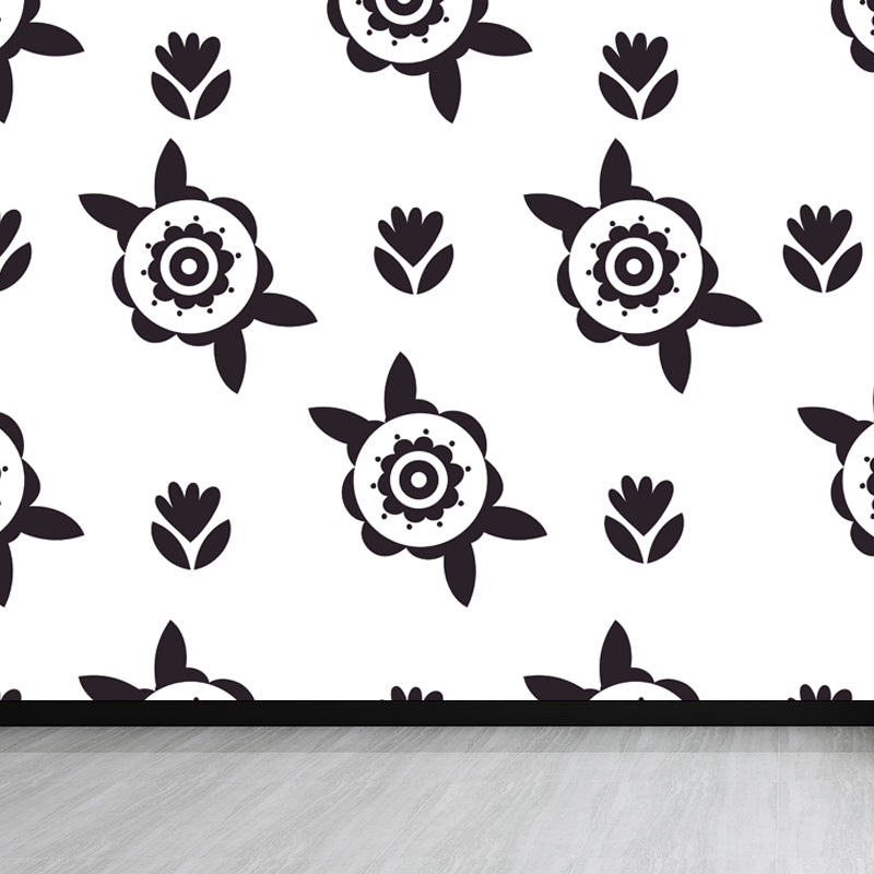 Multicolored Childrens Art Mural Decal Large Blooming Flower Wall Decor for Bedroom Clearhalo 'Wall Decor' 'Wall Mural' 1807379