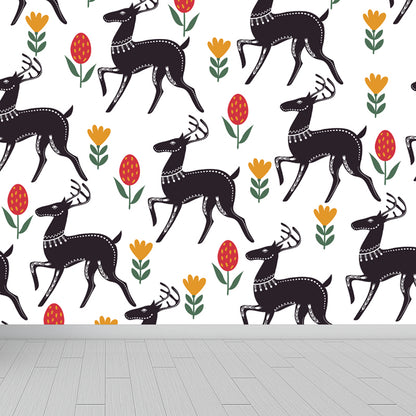 Multicolored Childrens Art Mural Decal Large Blooming Flower Wall Decor for Bedroom Black Clearhalo 'Wall Decor' 'Wall Mural' 1807388