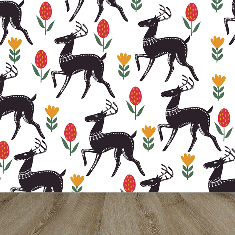 Multicolored Childrens Art Mural Decal Large Blooming Flower Wall Decor for Bedroom Clearhalo 'Wall Decor' 'Wall Mural' 1807389