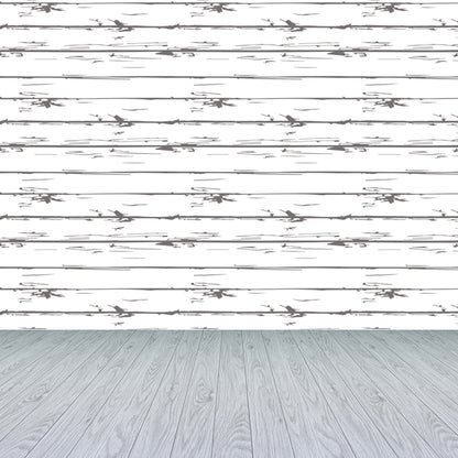 Illustration Wood Look Mural Wallpaper Whole Wall Decor for Living Room, Custom-Print Grey Clearhalo 'Wall Decor' 'Wall Mural' 1807393