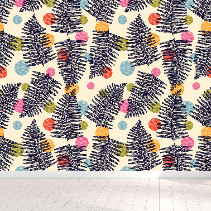 Botanical Leaf Printed Wallpaper Mural Contemporary Non-Woven Wall Art in Dark Color Clearhalo 'Wall Decor' 'Wall Mural' 1807424