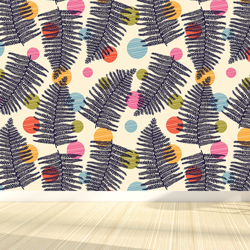 Botanical Leaf Printed Wallpaper Mural Contemporary Non-Woven Wall Art in Dark Color Clearhalo 'Wall Decor' 'Wall Mural' 1807425