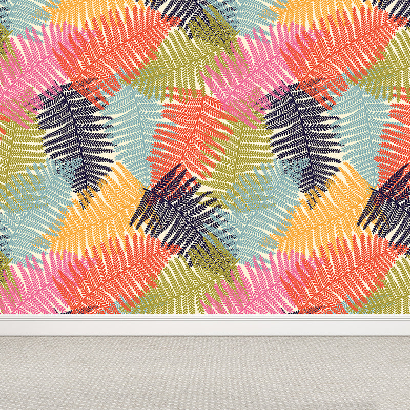 Botanical Leaf Printed Wallpaper Mural Contemporary Non-Woven Wall Art in Dark Color Orange Clearhalo 'Wall Decor' 'Wall Mural' 1807428