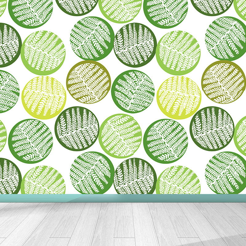 Botanical Leaf Printed Wallpaper Mural Contemporary Non-Woven Wall Art in Dark Color Light Green Clearhalo 'Wall Decor' 'Wall Mural' 1807433