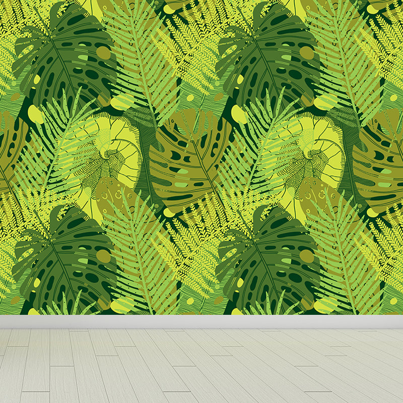 Botanical Leaf Printed Wallpaper Mural Contemporary Non-Woven Wall Art in Dark Color Green Clearhalo 'Wall Decor' 'Wall Mural' 1807438