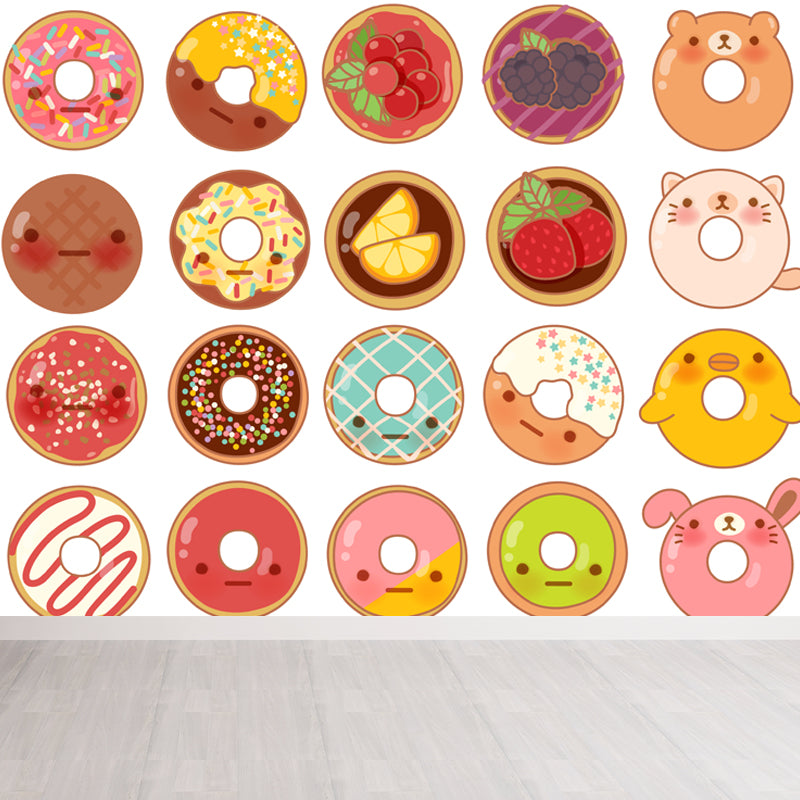 Delicious Foods Wall Paper Mural for Childrens Bedroom, Multi-Color, Made to Measure Brown Clearhalo 'Wall Decor' 'Wall Mural' 1807443