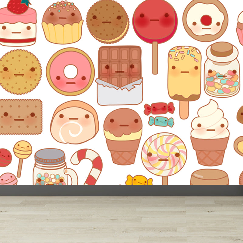 Delicious Foods Wall Paper Mural for Childrens Bedroom, Multi-Color, Made to Measure Clearhalo 'Wall Decor' 'Wall Mural' 1807449