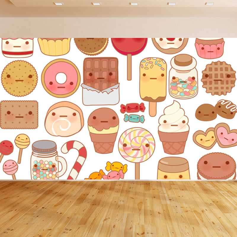 Delicious Foods Wall Paper Mural for Childrens Bedroom, Multi-Color, Made to Measure Clearhalo 'Wall Decor' 'Wall Mural' 1807450