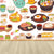 Delicious Foods Wall Paper Mural for Childrens Bedroom, Multi-Color, Made to Measure Black Clearhalo 'Wall Decor' 'Wall Mural' 1807458