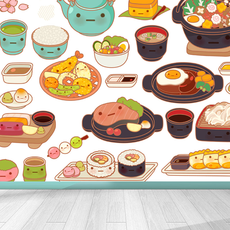 Delicious Foods Wall Paper Mural for Childrens Bedroom, Multi-Color, Made to Measure Clearhalo 'Wall Decor' 'Wall Mural' 1807459