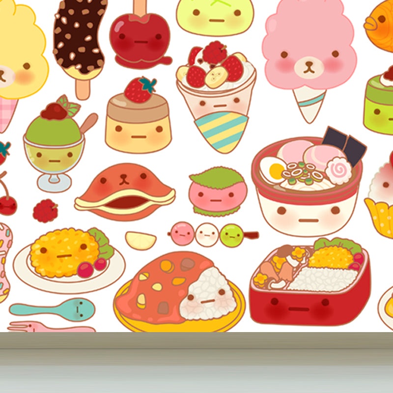 Delicious Foods Wall Paper Mural for Childrens Bedroom, Multi-Color, Made to Measure Clearhalo 'Wall Decor' 'Wall Mural' 1807464