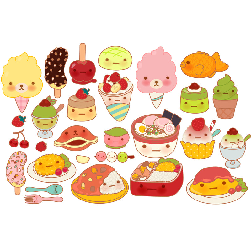 Delicious Foods Wall Paper Mural for Childrens Bedroom, Multi-Color, Made to Measure Clearhalo 'Wall Decor' 'Wall Mural' 1807466