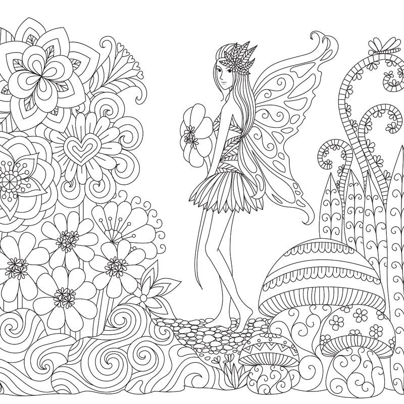 Kids Fantasy Secret Garden Mural Decal Black and White Waterproofing Wall Art for Room Clearhalo 'Wall Decor' 'Wall Mural' 1807481