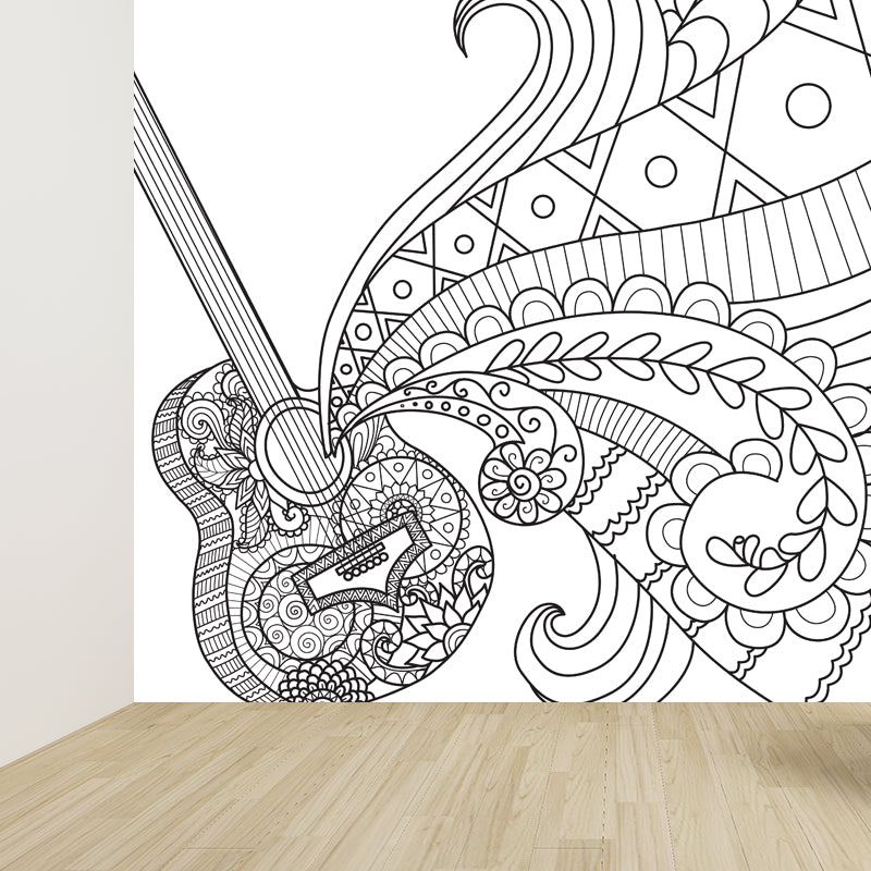 Kids Fantasy Secret Garden Mural Decal Black and White Waterproofing Wall Art for Room Clearhalo 'Wall Decor' 'Wall Mural' 1807484