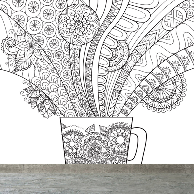 Kids Fantasy Secret Garden Mural Decal Black and White Waterproofing Wall Art for Room Clearhalo 'Wall Decor' 'Wall Mural' 1807489