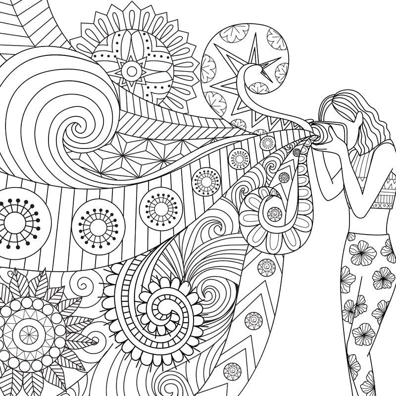 Art Deco Blossoming Wall Mural Black and White Stain-Proof Wall Covering for Girls Room Clearhalo 'Wall Decor' 'Wall Mural' 1807501