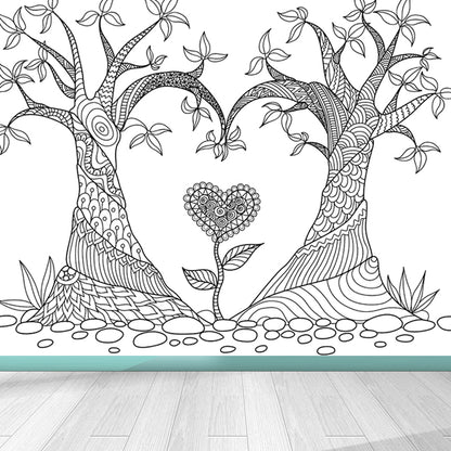 Black and White Doodles Mural Wallpaper Fantasy Kids Moisture Resistant Wall Art Black Design 5 Clearhalo 'Wall Decor' 'Wall Mural' 1807563