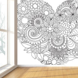 Full Size Cartoon Wallpaper Mural Black and White Hand Print Landscape Wall Covering, Custom Made