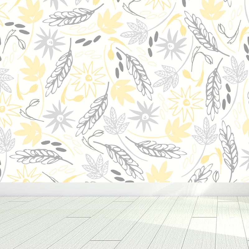 Pastel Color Floral Pattern Mural Stain Resistant Stylish Girls Bedroom Wall Decor Clearhalo 'Wall Decor' 'Wall Mural' 1807595