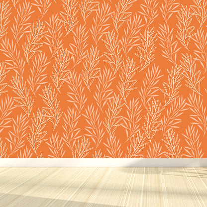 Pastel Color Floral Pattern Mural Stain Resistant Stylish Girls Bedroom Wall Decor Orange Clearhalo 'Wall Decor' 'Wall Mural' 1807603