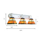 Pyramid Stained Glass Sconce Light Fixture Tiffany 3 Heads Orange Wall Mount Light Clearhalo 'Industrial' 'Middle century wall lights' 'Tiffany wall lights' 'Tiffany' 'Wall Lamps & Sconces' 'Wall Lights' Lighting' 180761