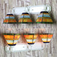 Pyramid Stained Glass Sconce Light Fixture Tiffany 3 Heads Orange Wall Mount Light Clearhalo 'Industrial' 'Middle century wall lights' 'Tiffany wall lights' 'Tiffany' 'Wall Lamps & Sconces' 'Wall Lights' Lighting' 180762