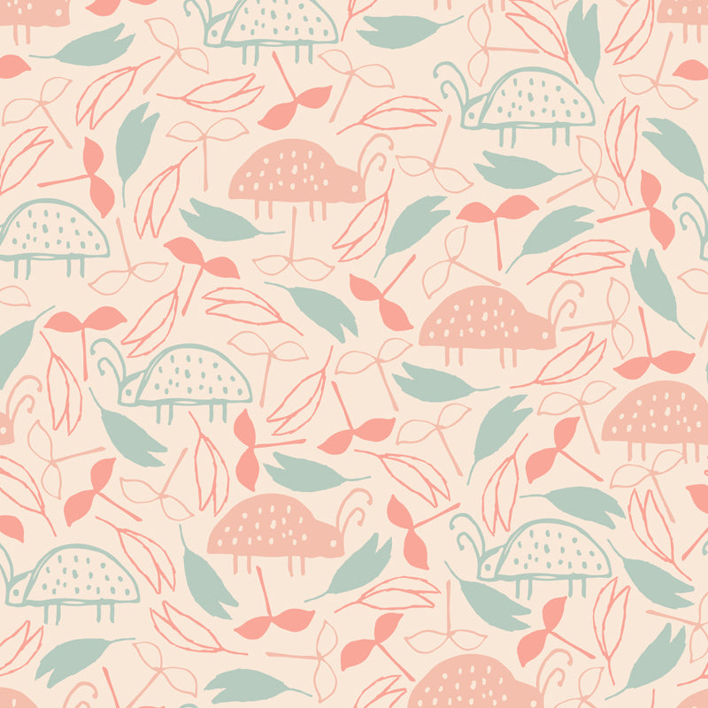 Illustration Flower Foliage Mural for House Interior, Soft Color, Custom Size Available Clearhalo 'Wall Decor' 'Wall Mural' 1807626