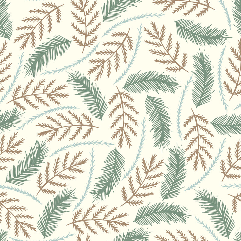 Illustration Flower Foliage Mural for House Interior, Soft Color, Custom Size Available Clearhalo 'Wall Decor' 'Wall Mural' 1807631