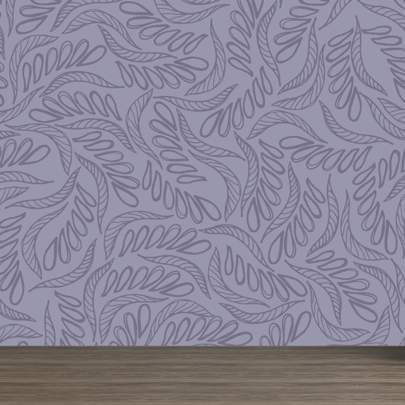 Illustration Flower Foliage Mural for House Interior, Soft Color, Custom Size Available Clearhalo 'Wall Decor' 'Wall Mural' 1807635