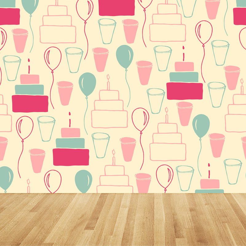 Mixed Pattern Wallpaper Mural Cartoon Non-Woven Fabric Wall Art for Boys Bedroom Beige Clearhalo 'Wall Decor' 'Wall Mural' 1807643